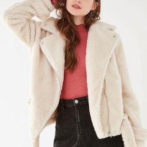 JOA Faux Shearling Jacket Off White Sz M